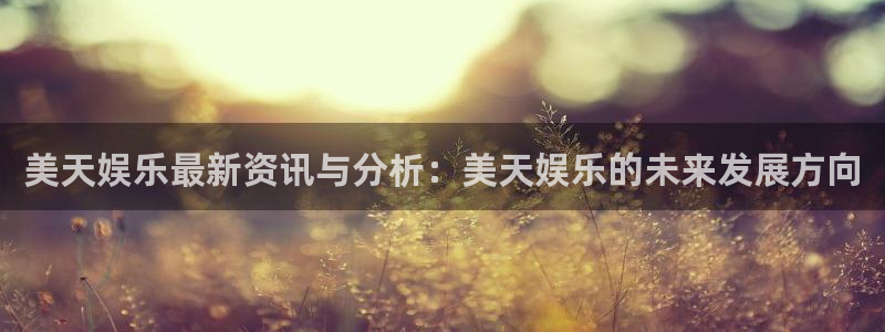 旺财28体育注册：美天娱乐最新资讯与分析：美天娱乐的未来发展方向